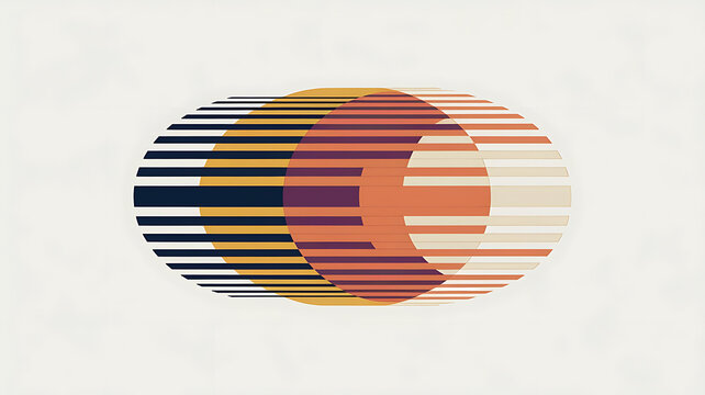 Abstract layered circles retro geometric design muted color palette