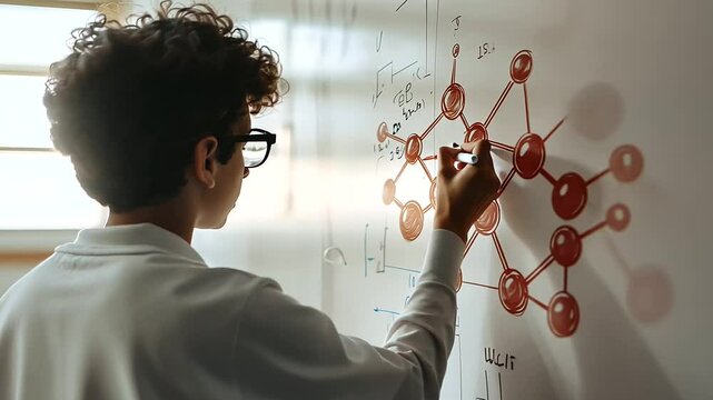Teacher Shadowing Molecule Model in Chemistry Lesson