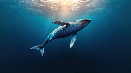 Fototapeta premium Whale swimming in ocean depths