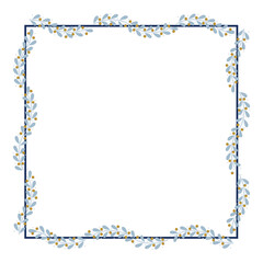 Blue And Yellow Wreath Border Frame Decorated With Floral Leaf Decoration