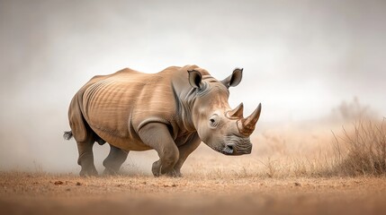 Obraz premium White Rhinoceros in Motion