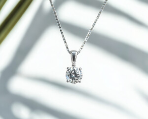 Elegant diamond pendant on delicate chain.