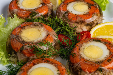 galareta, jedzenie, posiłek, płyta, przekąska, lunch, dania, jarzyna, jajko © yanek