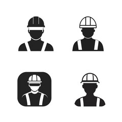 Construction worker silhouette wearing a helmet.
