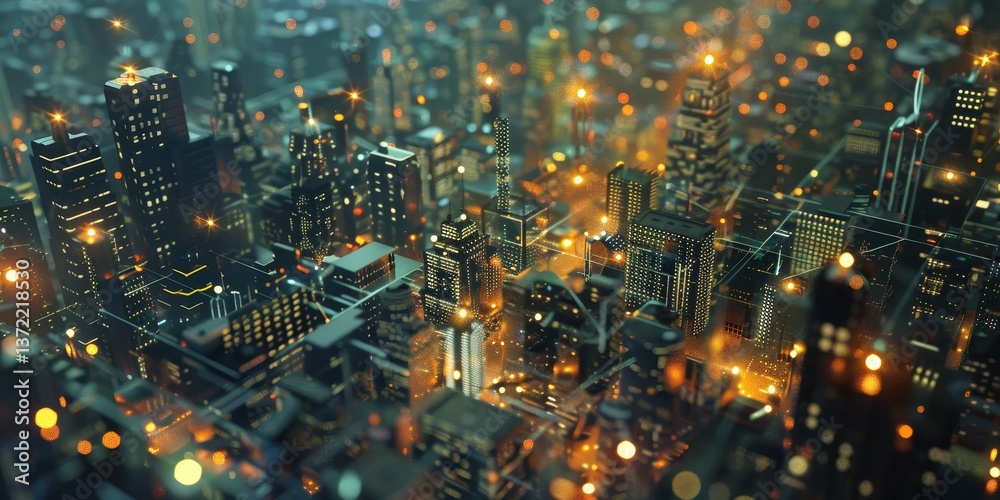 Aufkleber connected city with iot devices and networked data