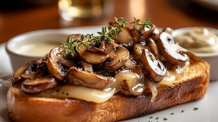 キノコとチーズのトースト