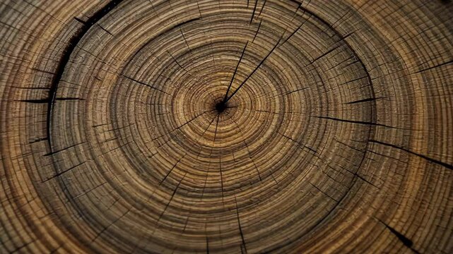 Timelapse of tree rings revealing natural growth patterns in detailed closeup