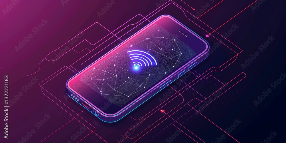 Poster Internet of Things concept with phone and web connection