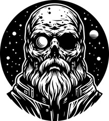 sketch vector illustration silhouette design icon logo symbol monochrome black white demon ghost zombie ethnic traditional with scary aura  