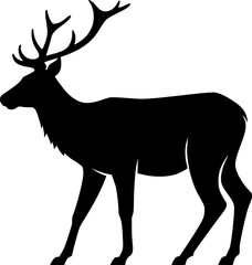 Obraz premium Elegant Black Deer Silhouette Vector Wall Art - Perfect for Home Decor