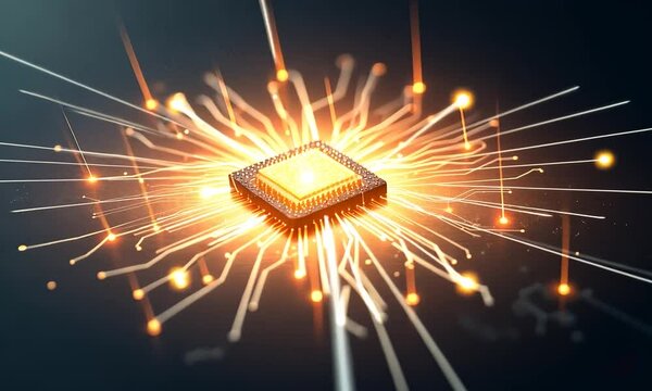 Illuminated Microchip: A Glowing Symbol of Technological Advancement