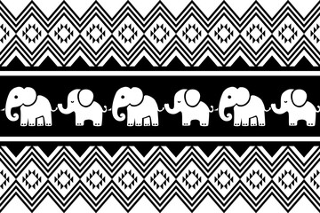 elephants pattern, Geometric, black and white,
Beautiful Thailand,thai pattern,seamless,Traditional,ethnic,fabric pattern for textiles,rugs, wallpaper,clothing, sarong,batik,print,background,illustrat