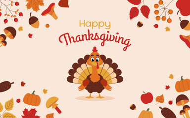 Autumn thanksgiving background. Banner with autunm thanksgiving illustrations and elements. Autumn background. Autumn concept.