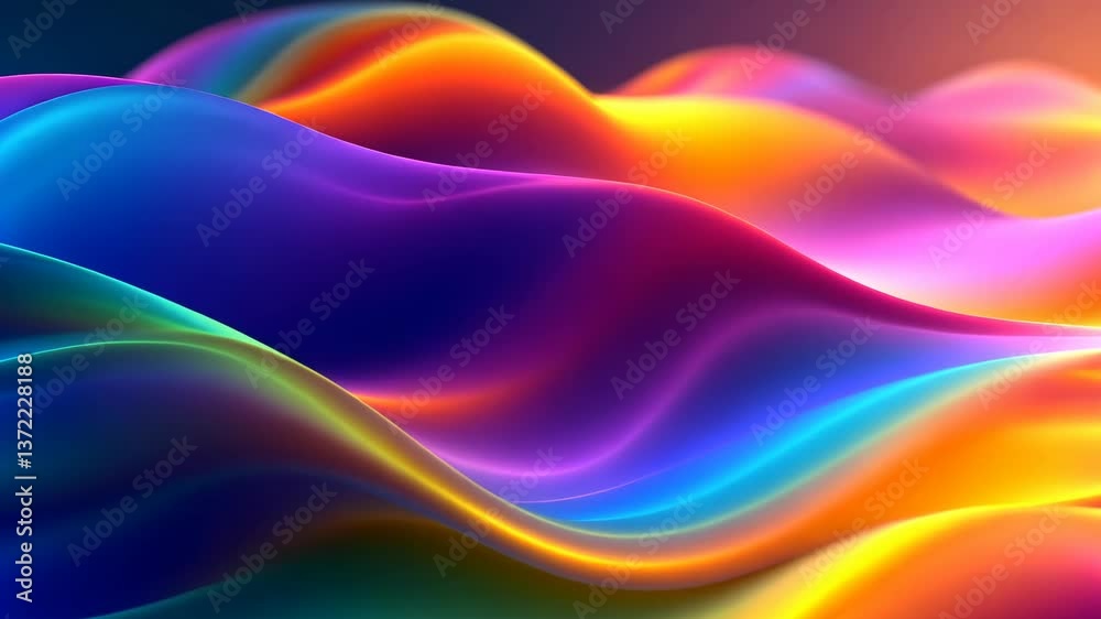 Poster colorful abstract waves flowing in dynamic motion with vibrant gradient transitions