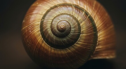 Snail Shell Macro Showing Natural Spiral Texture and Color Variations