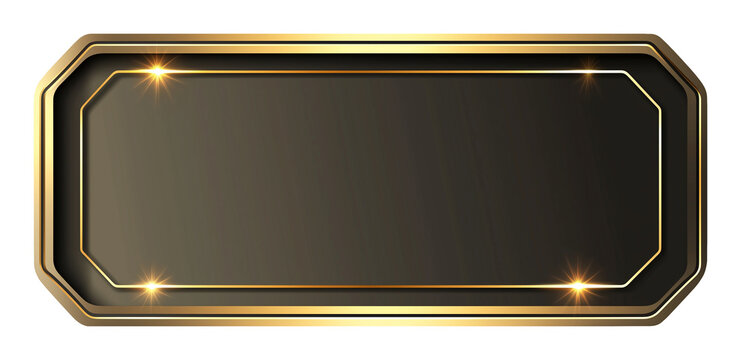 Rectangular gold plate, black aesthetic text box with gold ornate frame, elegant wallpaper, texture. Gold metallic texture background.