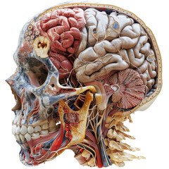 Obraz premium Highly Detailed Cross-section of Skull and Brain 