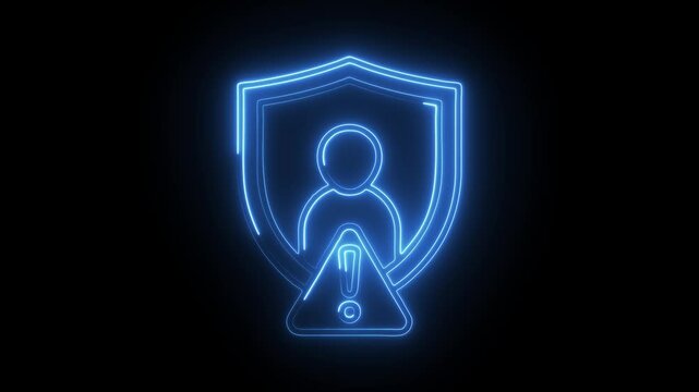Glowing neon authorized icon isolated on black background. HD Video motion graphic animation