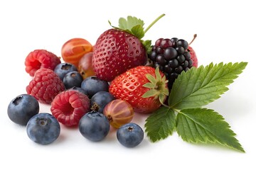 Luscious summer berries raspberries strawberries blueberries blackberries gooseberries vibrant