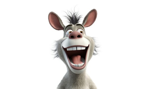 A beautiful donkey on the white background 