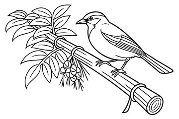 Cute orange robin vector illustration perched on a winter branch