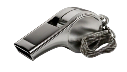 A referee’s whistle isolated on transparent background.