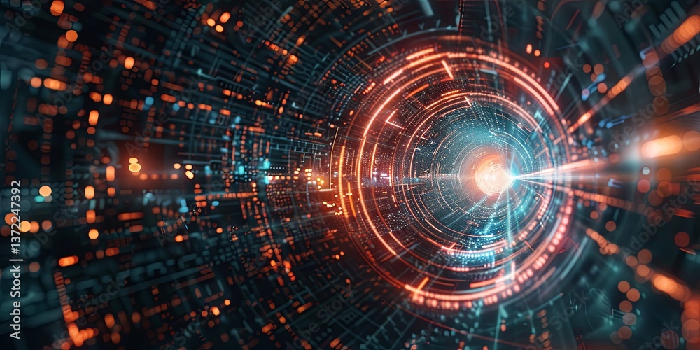 Leinwandbilder The visual portrays a future where quantum computing revolutionizes fields such as cryptography, materials science, and drug discovery, unlocking new opportunities for innovation and discovery