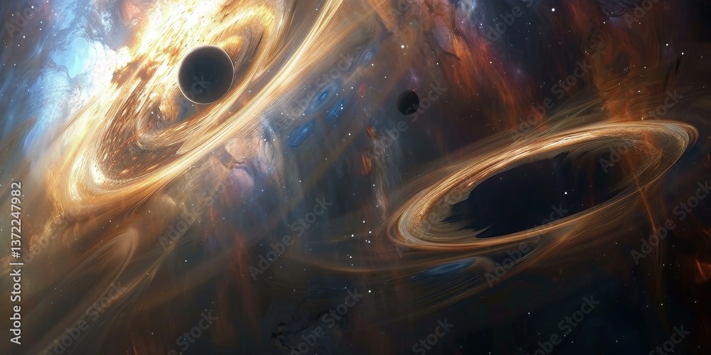 Wall mural delve into the mysteries of the universe with black holes, enigmatic cosmic objects whose gravitatio