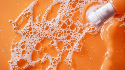 shampoo on orange background 