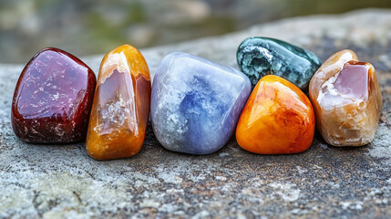 Ambered colored stones close-up with reflection for background or design