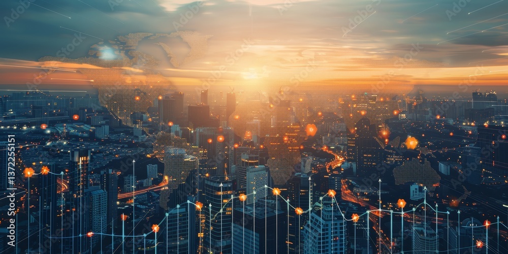 Aufkleber Global networking and communication in business