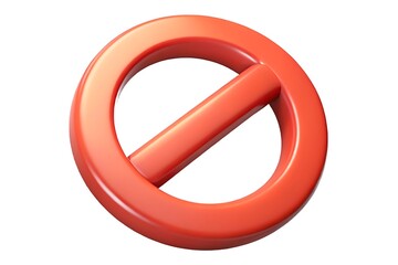 Isolated red prohibition symbol on white surface