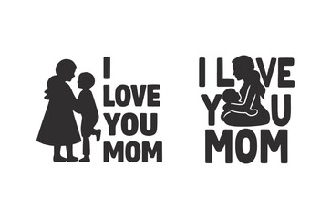 Naklejka premium Mother's Day design with children silhouettes and 
