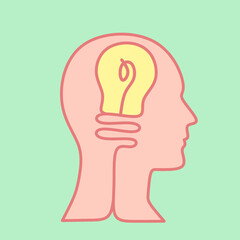 Head idea icon vector on color background,head idea design illustration,hrad idea icon stock,head idea design icon for web, template, banner and background 