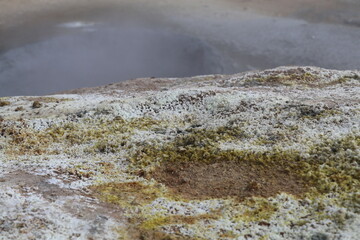 colorful soil and rock in Namaskard geothermal area in Iceland