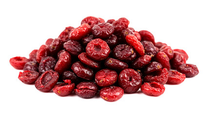 Dried cranberries close-up, dried cranberries pile, dried cranberries isolated, dried cranberries on white background, dried cranberries macro shot