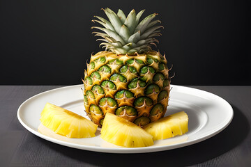 Sliced Pineapple Display - Suitable for tropical dishes and fresh fruit presentations.	
