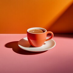 Vibrant Coffee Cup on Colorful Background in Minimalist Style