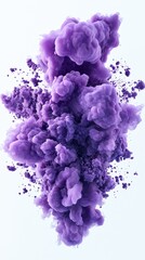 Ethereal Purple Smoke Explosion on White Background