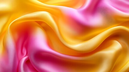 Obraz premium A vibrant abstract texture of silk in electric yellow and neon pink, with bold, flowing patterns,