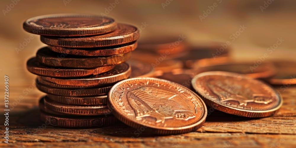 Poster stack of coins representing wealth management and investment