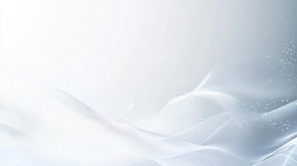 Fototapeta premium White background with abstract flowing waves, interconnected dots, and subtle geometric lines. A futuristic and elegant digital concept.