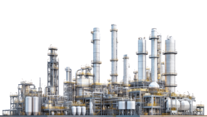Oil refinery isolated on transparent background