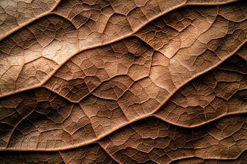 Close-Up Detail of Textured Brown Dry Leaf Background