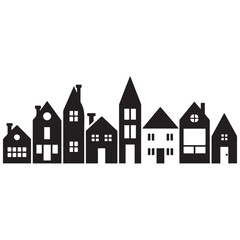 House Icon Set Silhouette Vector Black. with white background