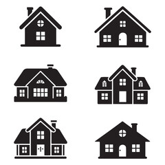 Fototapeta premium House Icon Set Silhouette Vector Black. with white background