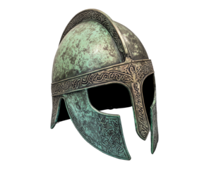 Authentic Viking Helmet with Detailed Engravings and Horns, symbol of Norse heritage
