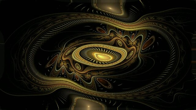 Fractal realms display gold fractal burst patterns in a vintage floral design.