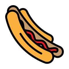 Hot Dog Vector Filled Icon Design