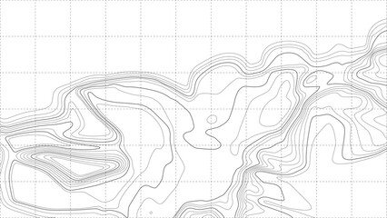 Topographic map with lines on a white background. Geographic map concept. Vector illustration